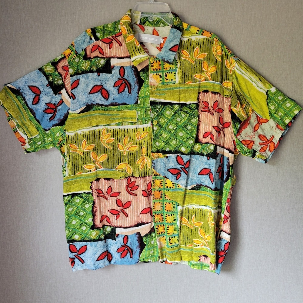 Jams World XXL "Medley Mix" Vintage Rayon Shirt - Made in Hawaii - Abstract Art